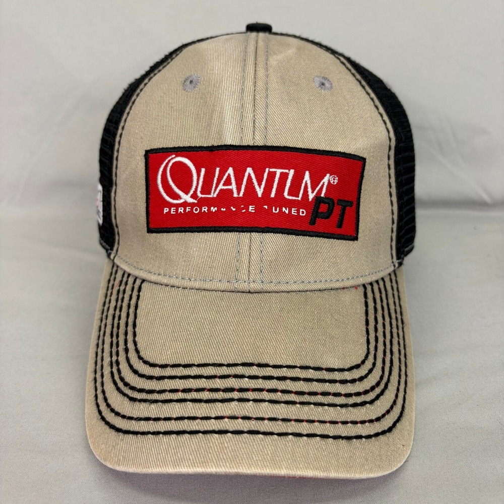 Quantum Hat Trucker Fishing Mens OSFM Tan Black Mesh Performance Tuned PT
